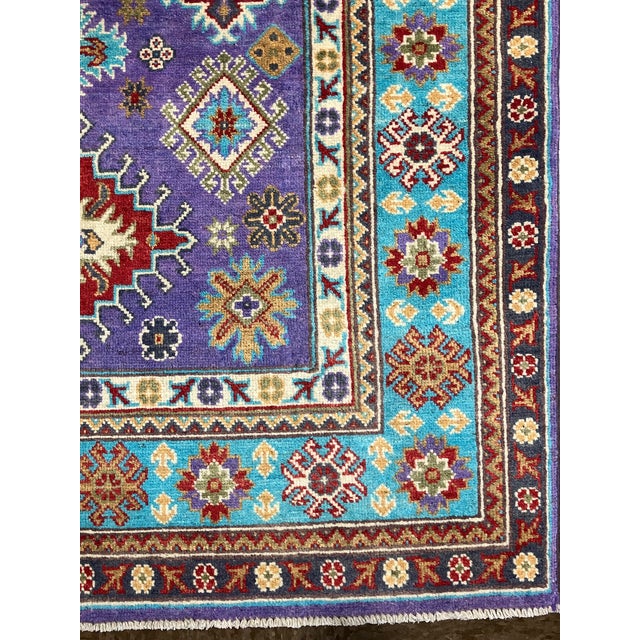 Tribal Hand-Knotted Kazak Design Rug 4'0" X 6'1" For Sale - Image 3 of 4