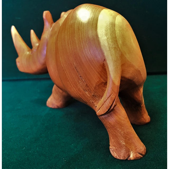 Hand Carved Solid Teak Rhinoceros Sculpture Circa 1950's Chairish