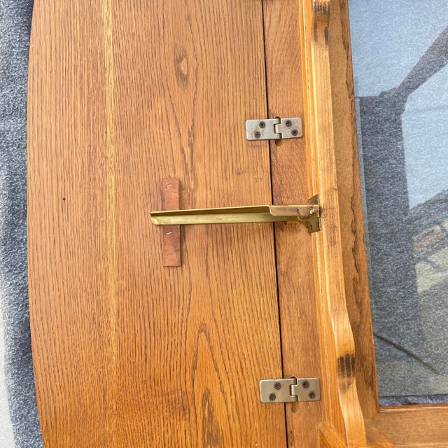 1980s Vintage Oak Drop Leaf Table With Glass Center For Sale - Image 9 of 10