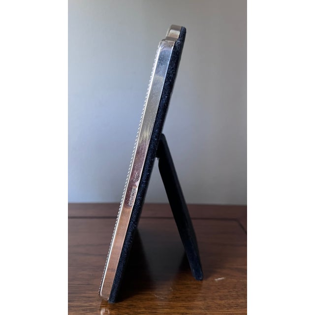1990s Vintage English Sterling Silver Hallmarked Frame-Velvet Easel Back For Sale - Image 5 of 9