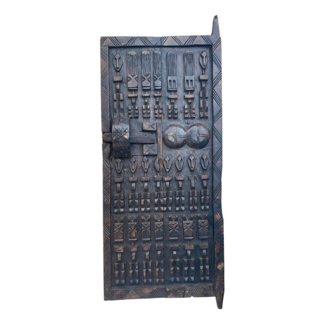 Vintage Granary Dogon Door W/Nomoo Ancestors Mali African 42.5" H For Sale