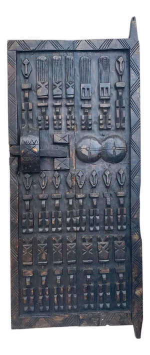Vintage Granary Dogon Door W/Nomoo Ancestors Mali African 42.5" H