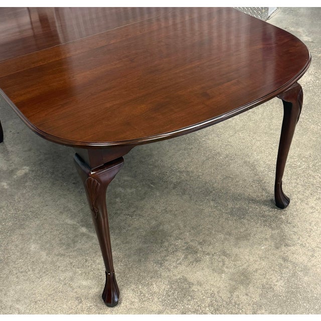 Wood Late 20th Century Harden Furniture Solid Cherry Queen Anne Dining Table With Two Leaves For Sale - Image 7 of 12