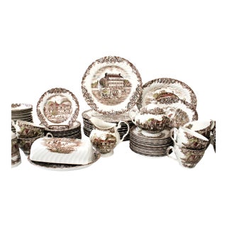 English Johnson Brothers Georgian Heritage Hall Dinnerware Set, 69 Pieces For Sale