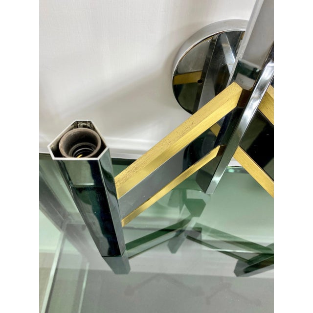 White Chrome & Brass Geometric Sconces by Sciolari, Italy, 1970s, Set of 2 For Sale - Image 8 of 9