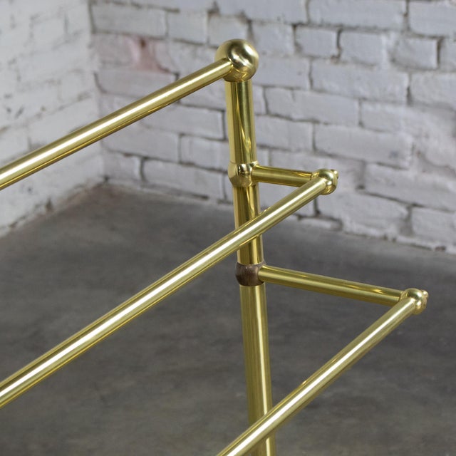 Late 20th Century Hollywood Regency Style Solid Brass Freestanding Towel Stand Triple Tiered Bars For Sale - Image 4 of 18