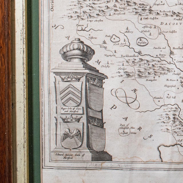 Antique County Map, Hertfordshire, Dutch, Framed Cartography, Blaeu, Carolean For Sale - Image 10 of 12