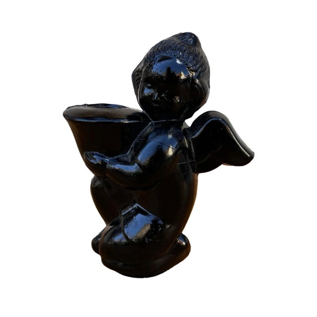 Glass Candlestick Figurine of an Angel Made of Hyalite Glass, Libochovice, Czechoslovakia, 1960s. For Sale - Image 7 of 9