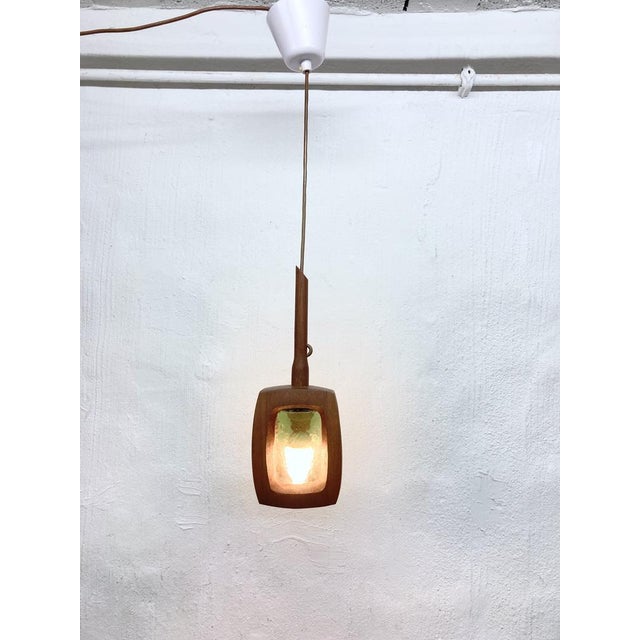 Pendant Lamp in Teak and Glass attributed to AB Stilarmatur, Tranås, Sweden, 1960s For Sale - Image 9 of 12