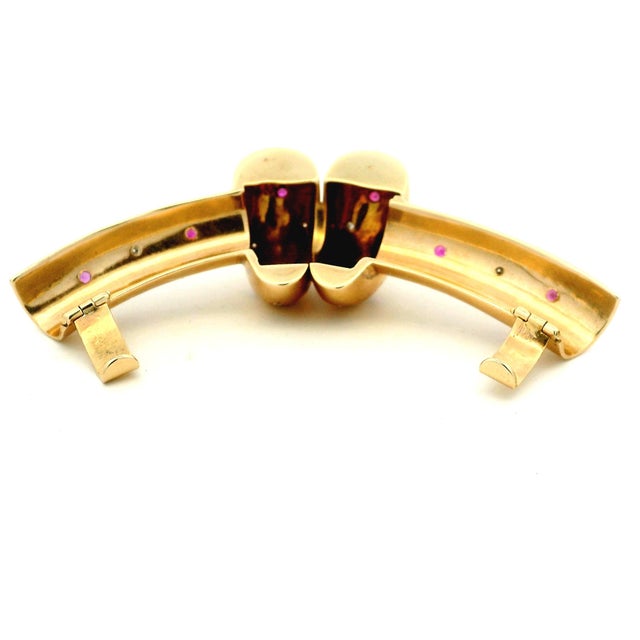 1940s Retro 14k Gold Ruby & Diamond Convertible Snake Necklace For Sale - Image 14 of 16