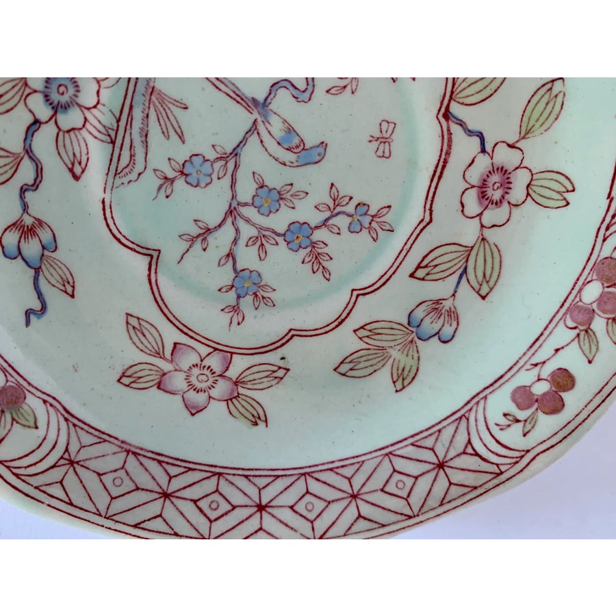Adams China Singapore Bird Green and Floral Ironstone Cup