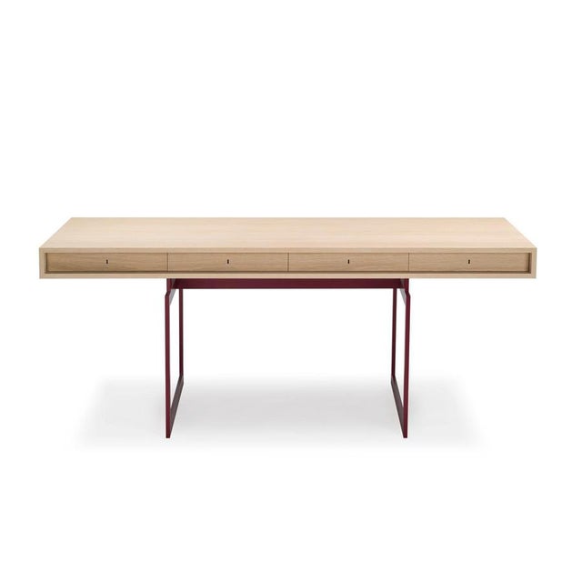 Red and White Stained Oak Office Desk by Bodil Kjaer for Karakter For Sale - Image 4 of 13