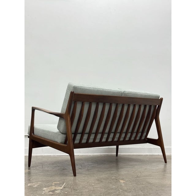 Mid-Century Modern Set of 2 Loveseats Attributed to Ib-Kofod Larsen for Selig For Sale - Image 3 of 15