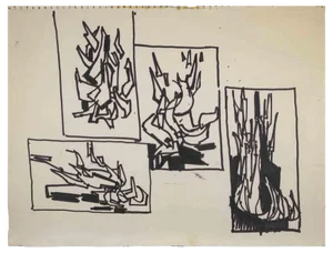 Reynold Arnould, Abstract Composition, Ink Drawing, 1970