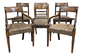 19th Century English Chairs and Armchairs Set in Mahogany, Set of 6