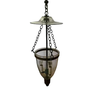 19th Century English Bell Jar Glass Lantern with Smoke Shade