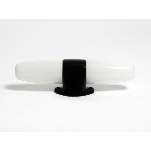 Rare large Mid Century Modern double glass ceramic wall lamp. Design by Wilhelm Wagenfeld. Made in Germany. Minimalist...