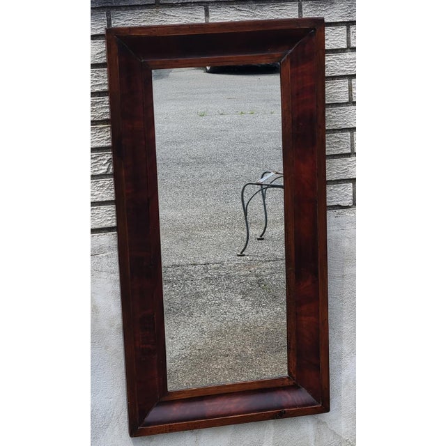Antique American Empire Flame Mahogany Ogee Wall Mirror 20x30 Wood Backing 1850s For Sale - Image 4 of 18