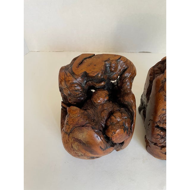 Mid 20th Century Vintage Burlwood Live Edge Bookends For Sale - Image 5 of 11