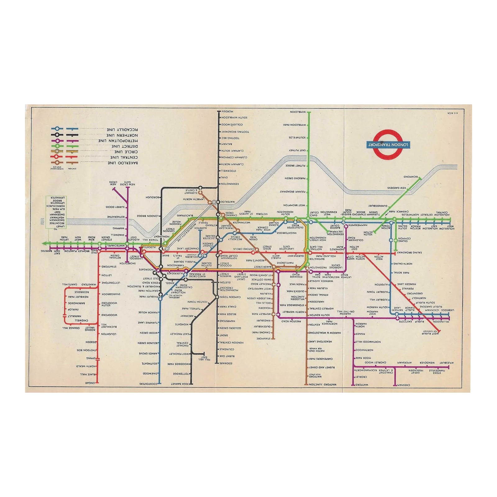 Vintage London Underground Map Chairish