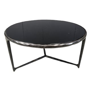 Brutalist Round Sculpted Steel Coffee Table, 1970s For Sale
