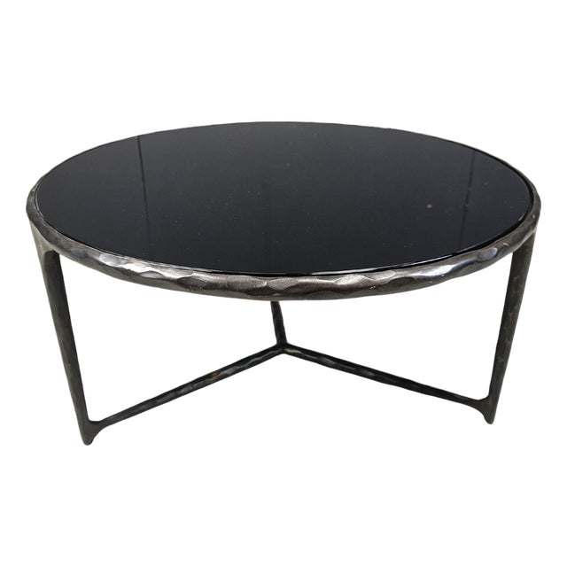 Brutalist Round Sculpted Steel Coffee Table, 1970s For Sale