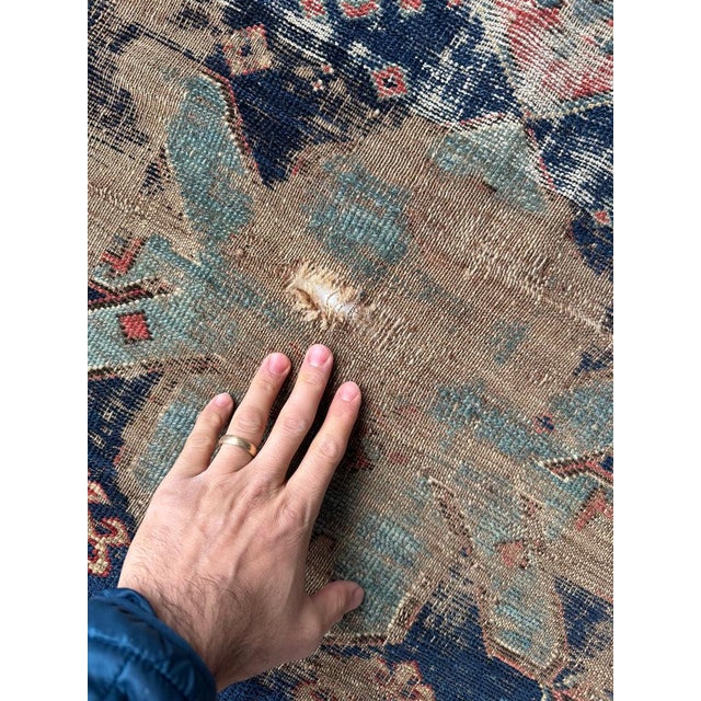 ANCIENT Rare Caucasian Runner Rug 3.10 x 7.3 For Sale - Image 4 of 10