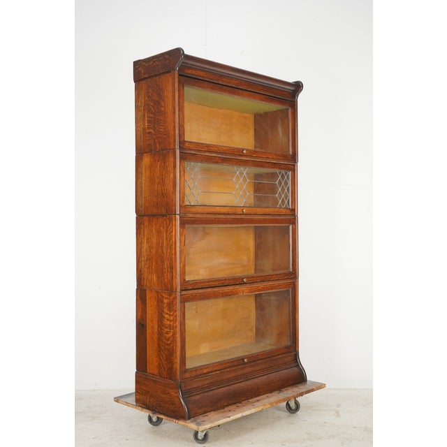 Traditional Antique Four Section Oak Humphrey Barrister Bookcase For Sale - Image 3 of 13