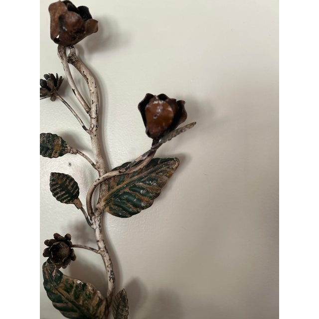 1950s Tole Floral Wall Sconce For Sale - Image 10 of 13