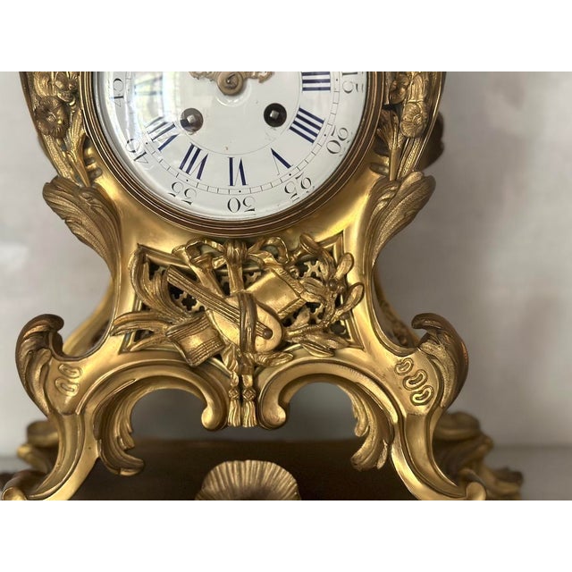 19thC French Maker Louis XVI Gold Ormolu Bronze Mantel Clock, 1 For Sale - Image 15 of 18