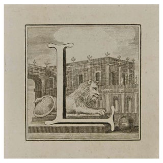Luigi Vanvitelli, Letter of the Alphabet L, Etching, 18th Century For Sale