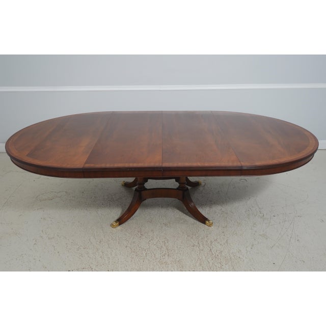 Vintage Round Mahogany Inlaid Dining Table W. 2 Leaves For Sale - Image 10 of 18