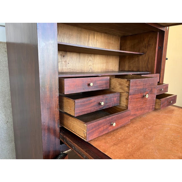 Wood 19th Century Classical Charles X Burled Mahogany Secretaire a Abattant For Sale - Image 7 of 13