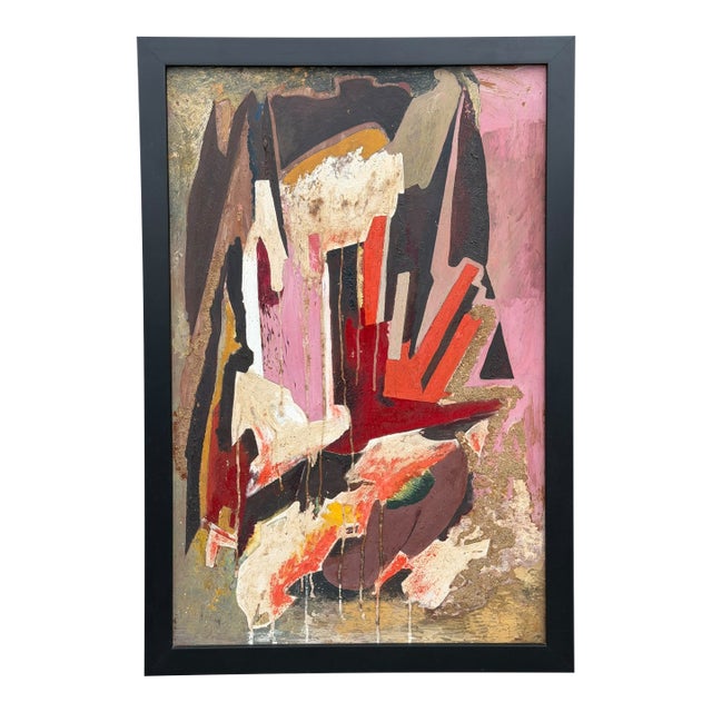 Mid Century Modern Abstract Art Oil Painting For Sale