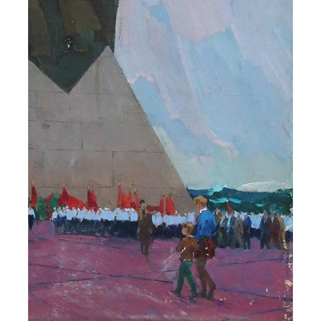 Original Socialist Realism Oil Painting: Ukrainian Artist, Monumental Architecture 120-100 For Sale - Image 6 of 6