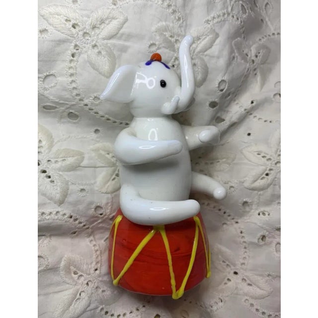 Vintage Glass Circus Elephant Figurine Handmade Good Luck Figure. In good vintage condition. It looks as if the tail has...