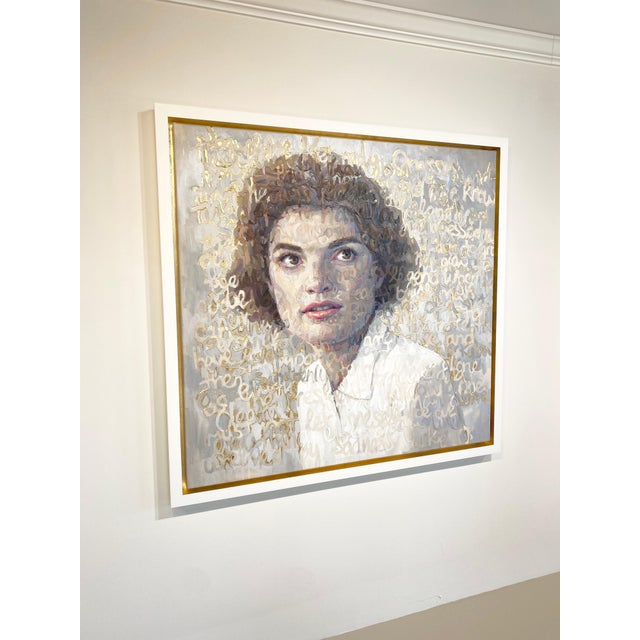 Christina Major Oil on Canvas of Jackie O with Gold Leaf 49 x 51 2021 For Sale - Image 9 of 12