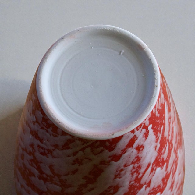 Ceramic Large French Handcrafted Vase with Speckled Red Enamel, 1960 For Sale - Image 7 of 8