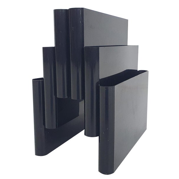 Black Magazine Stand attributed to Giotto Stoppino for Kartell, Italy, 1960s For Sale