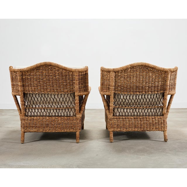 Pair of Ralph Lauren Organic Wicker Rope Armchairs + Ottoman For Sale - Image 11 of 18