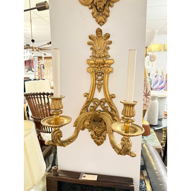 Metal Pair of Ormolu French Regency Gilded Bronze Sconces, Circa 19th C. For Sale - Image 7 of 9
