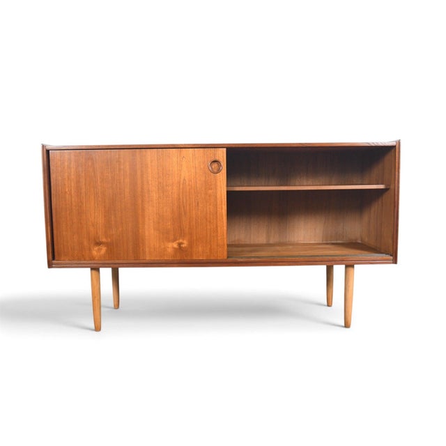 Mid-Century Modern Mid 20th Century Arne Hovmand Olsen Credenza in Teak With Finished Back, Attributed For Sale - Image 3 of 13