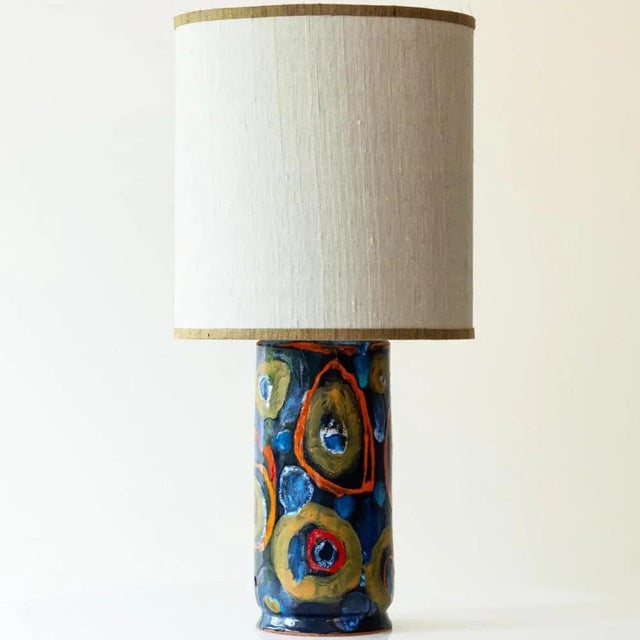 Brutalist Bitossi Lamp with Silk Lampshades attributed to R. Houben, 1970 For Sale - Image 3 of 13