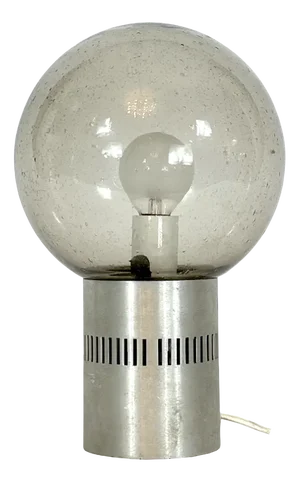 Mid-Century Aluminum and Bullicante Glass Table Lamp from Stilux Milano