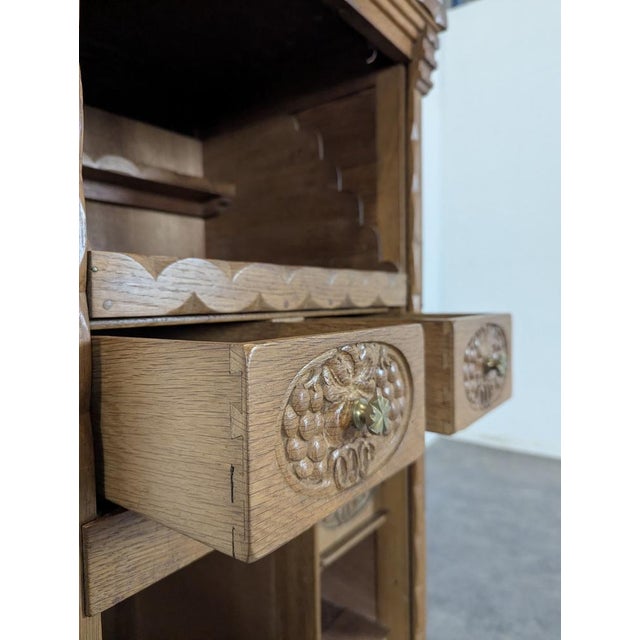 Mid-Century Oak Roll-Top Bar Cabinet For Sale - Image 5 of 11