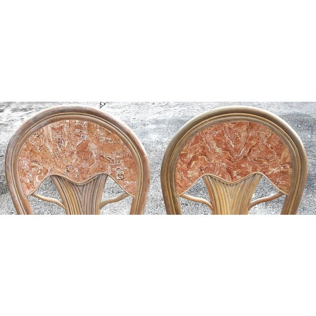 Boho Chic Maitland Smith Style Bamboo & Tessellated Dining Chairs Set of 6 For Sale - Image 3 of 15