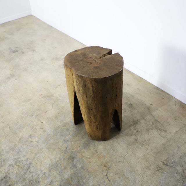 We offer this primitive petite stool made in solid wood. Made in Mexico hand carved using machete. Ready to use as stool...