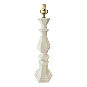 Late 20th Century Tall White Ceramic Pillar Table Lamp