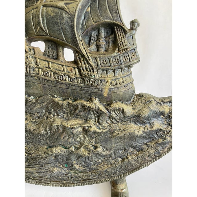 Antique Cast Iron Ship on the Seas Fireplace Screen Door Stop Chairish