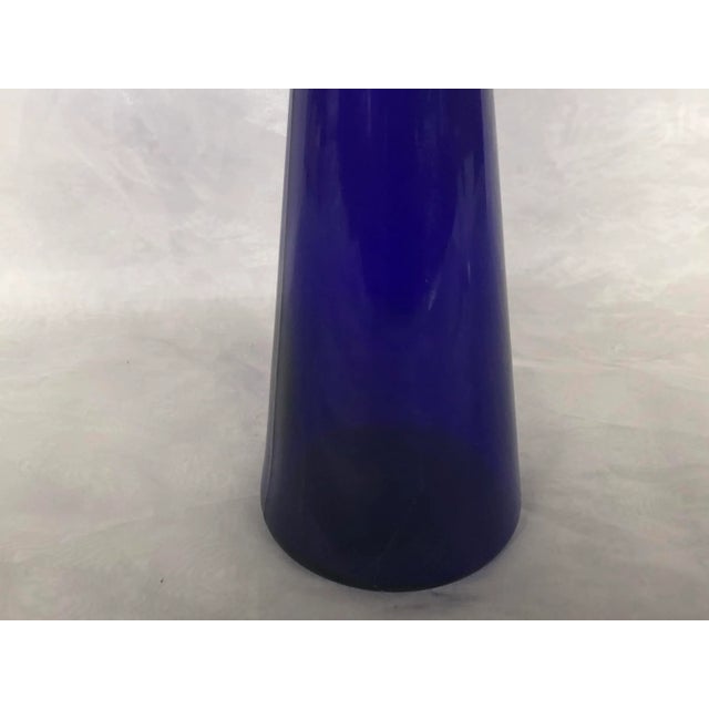 1960s Cobalt Blue Glass Hyacinth Vase For Sale - Image 5 of 11